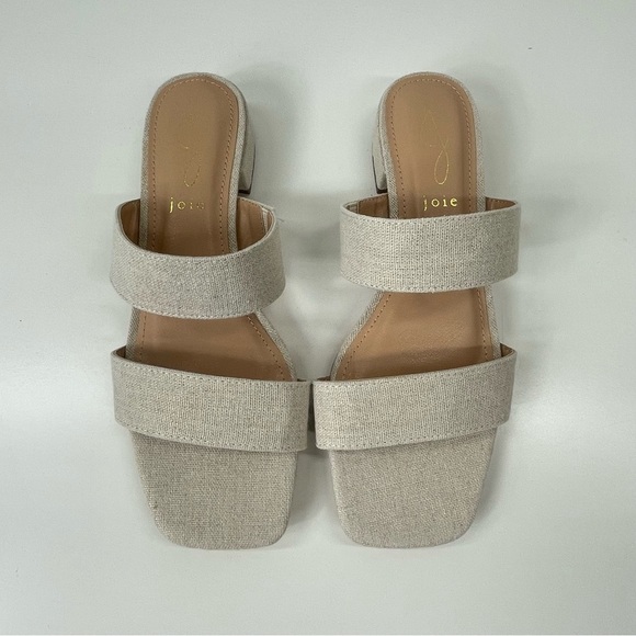 Joie Nolita Linen Slide On Sandals in Creme Size 7.5 - Picture 1 of 10
